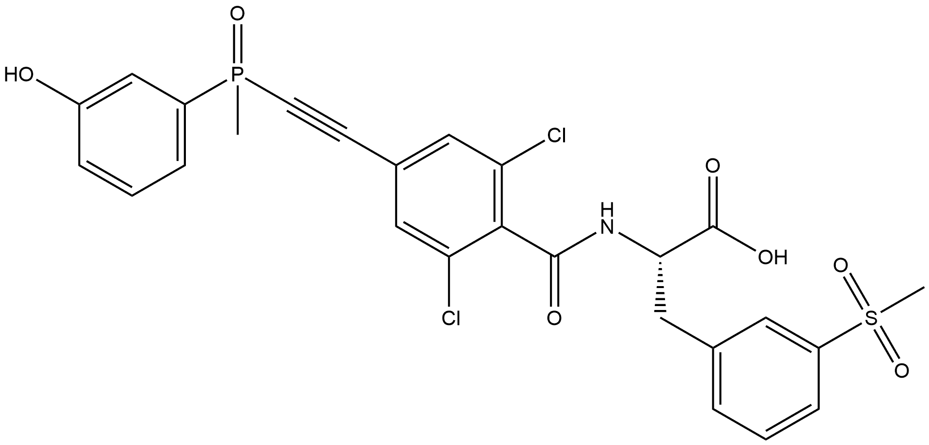 N-[2,6-Dichloro-4-[2-[(3-hydroxyphenyl)methylphosphinyl]ethynyl]benzoyl]-3-(methylsulfonyl)-L-phenylalanine Structure