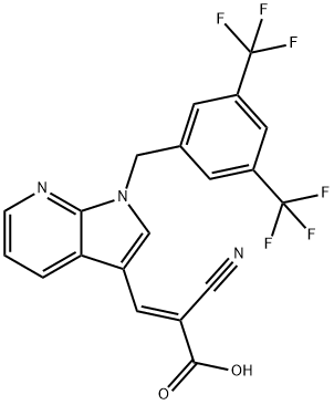 2-Propenoic acid, 3-[1-[[3,5-bis(trifluoromethyl)phenyl]methyl]-1H-pyrrolo[2,3-b]pyridin-3-yl]-2-cyano-, (2E)- 구조식 이미지