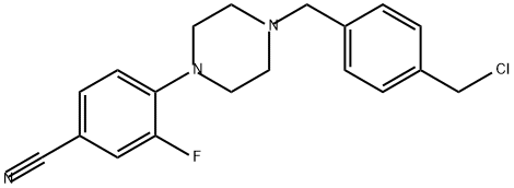 Benzonitrile, 4-[4-[[4-(chloromethyl)phenyl]methyl]-1-piperazinyl]-3-fluoro- Structure