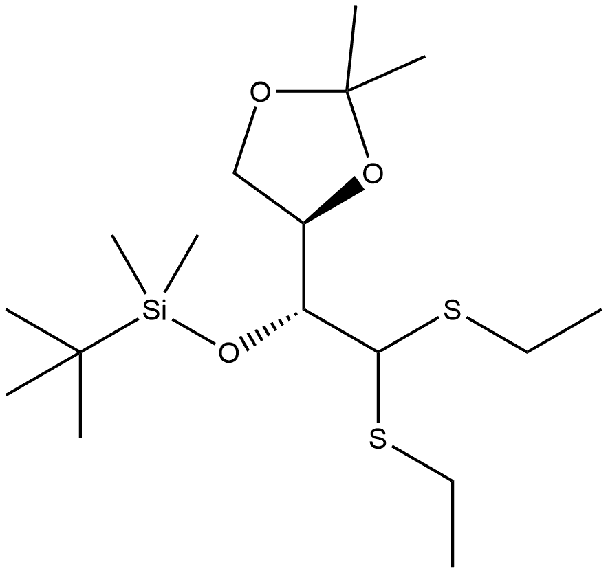 2-O-(t-butylsimethylsilyl)-3,4-O-isopropylidene-D-erythrose diethyldithioacetal Structure