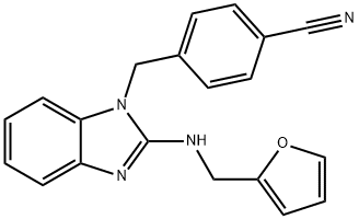 Benzonitrile, 4-[[2-[(2-furanylmethyl)amino]-1H-benzimidazol-1-yl]methyl]- Structure