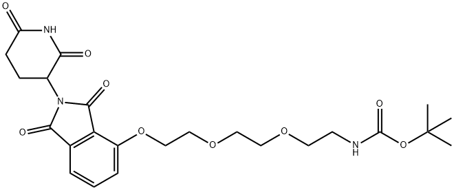 Carbamic acid, N-[2-[2-[2-[[2-(2,6-dioxo-3-piperidinyl)-2,3-dihydro-1,3-dioxo-1H-isoindol-4-yl]oxy]ethoxy]ethoxy]ethyl]-, 1,1-dimethylethyl ester Structure