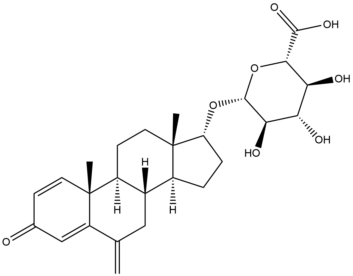 β-D-Glucopyranosiduronic acid, (17β)-6-methylene-3-oxoandrosta-1,4-dien-17-yl 구조식 이미지