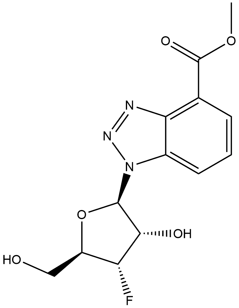 methyl 1-((2R,3S,4S,5R)-4-fluoro-3-hydroxy-5-(hydroxymethyl)tetrahydrofuran-2-yl)-1H-benzo[d][1,2,3]triazole-4-carboxylate Structure