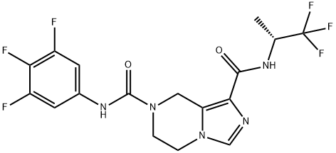 Imidazo[1,5-a]pyrazine-1,7(8H)-dicarboxamide, 5,6-dihydro-N1-[(1R)-2,2,2-trifluoro-1-methylethyl]-N7-(3,4,5-trifluorophenyl)- Structure