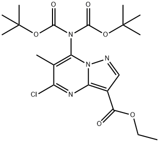 Pyrazolo[1,5-a]pyrimidine-3-carboxylic acid, 7-[bis[(1,1-dimethylethoxy)carbonyl]amino]-5-chloro-6-methyl-, ethyl ester 구조식 이미지