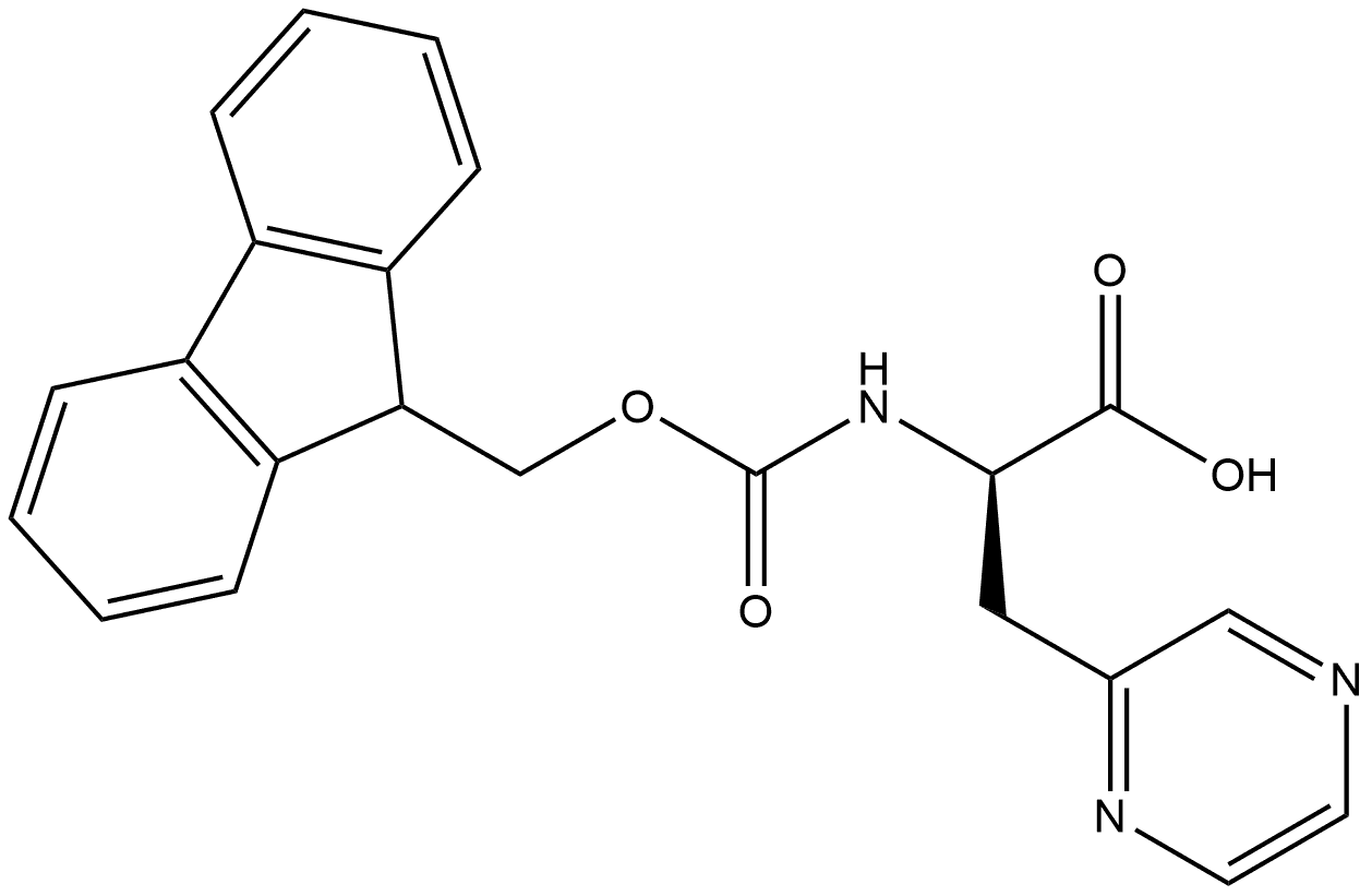 2-Pyrazinepropanoic acid, α-[[(9H-fluoren-9-ylmethoxy)carbonyl]amino]-, (αR)- Structure