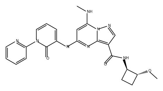 Pyrazolo[1,5-a]pyrimidine-3-carboxamide, N-[(1R,2R)-2-methoxycyclobutyl]-7-(methylamino)-5-[(2-oxo[1(2H),2'-bipyridin]-3-yl)amino]- 구조식 이미지