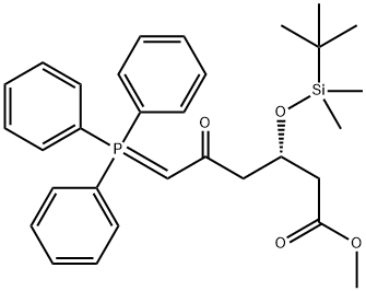 Hexanoic acid, 3-[[(1,1-dimethylethyl)dimethylsilyl]oxy]-5-oxo-6-(triphenylphosphoranylidene)-, methyl ester, (3S)- Structure