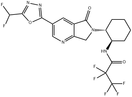 Propanamide, N-[(1R,2R)-2-[3-[5-(difluoromethyl)-1,3,4-oxadiazol-2-yl]-5,7-dihydro-5-oxo-6H-pyrrolo[3,4-b]pyridin-6-yl]cyclohexyl]-2,2,3,3,3-pentafluoro- 구조식 이미지