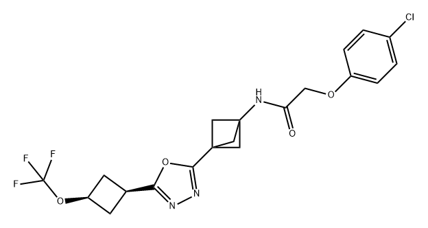 Acetamide, 2-(4-chlorophenoxy)-N-[3-[5-[cis-3-(trifluoromethoxy)cyclobutyl]-1,3,4-oxadiazol-2-yl]bicyclo[1.1.1]pent-1-yl]- Structure