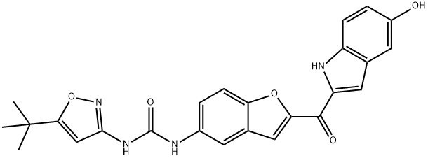 Urea, N-[5-(1,1-dimethylethyl)-3-isoxazolyl]-N'-[2-[(5-hydroxy-1H-indol-2-yl)carbonyl]-5-benzofuranyl]- Structure