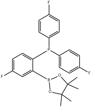 (4-fluoro-2-(4,4,5,5-tetramethyl-1,3,2-dioxaborolan-2-yl)phenyl)bis(4-fluorophenyl)phosphane Structure