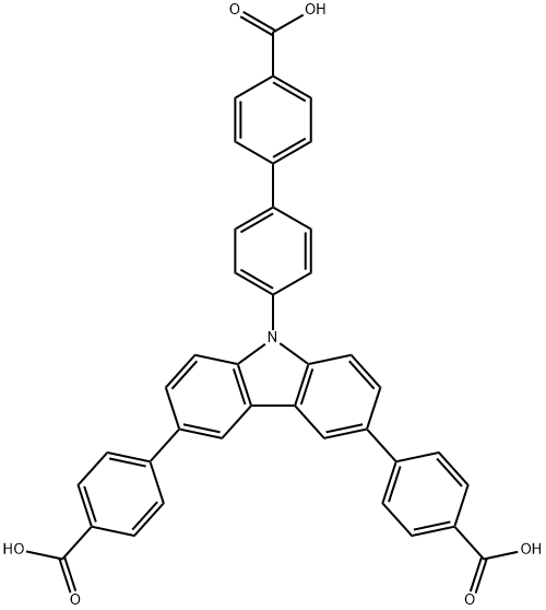 [1,1'-Biphenyl]-4-carboxylic acid, 4'-[3,6-bis(4-carboxyphenyl)-9H-carbazol-9-yl]- Structure