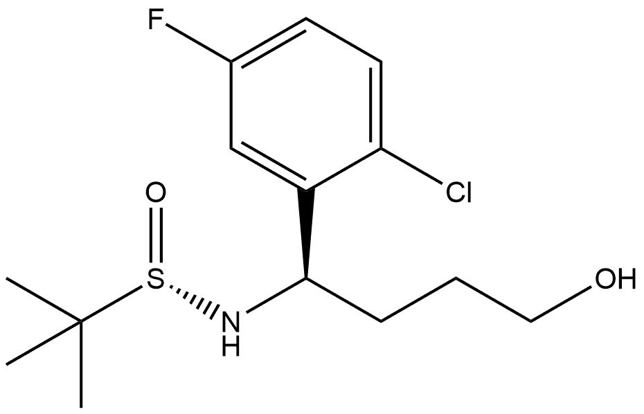 2-Propanesulfinamide, N-[(1R)-1-(2-chloro-5-fluorophenyl)-4-hydroxybutyl]-2-methyl-, [S(S)]- Structure