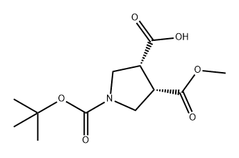 1,3,4-Pyrrolidinetricarboxylic acid, 1-(1,1-dimethylethyl) 3-methyl ester, (3S,4R)- Structure