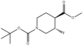 1,4-Piperidinedicarboxylic acid, 3-fluoro-, 1-(1,1-dimethylethyl) 4-methyl ester, (3S,4S)- Structure