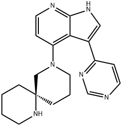 1,8-Diazaspiro[5.5]undecane, 8-[3-(4-pyrimidinyl)-1H-pyrrolo[2,3-b]pyridin-4-yl]-, (6R)- Structure