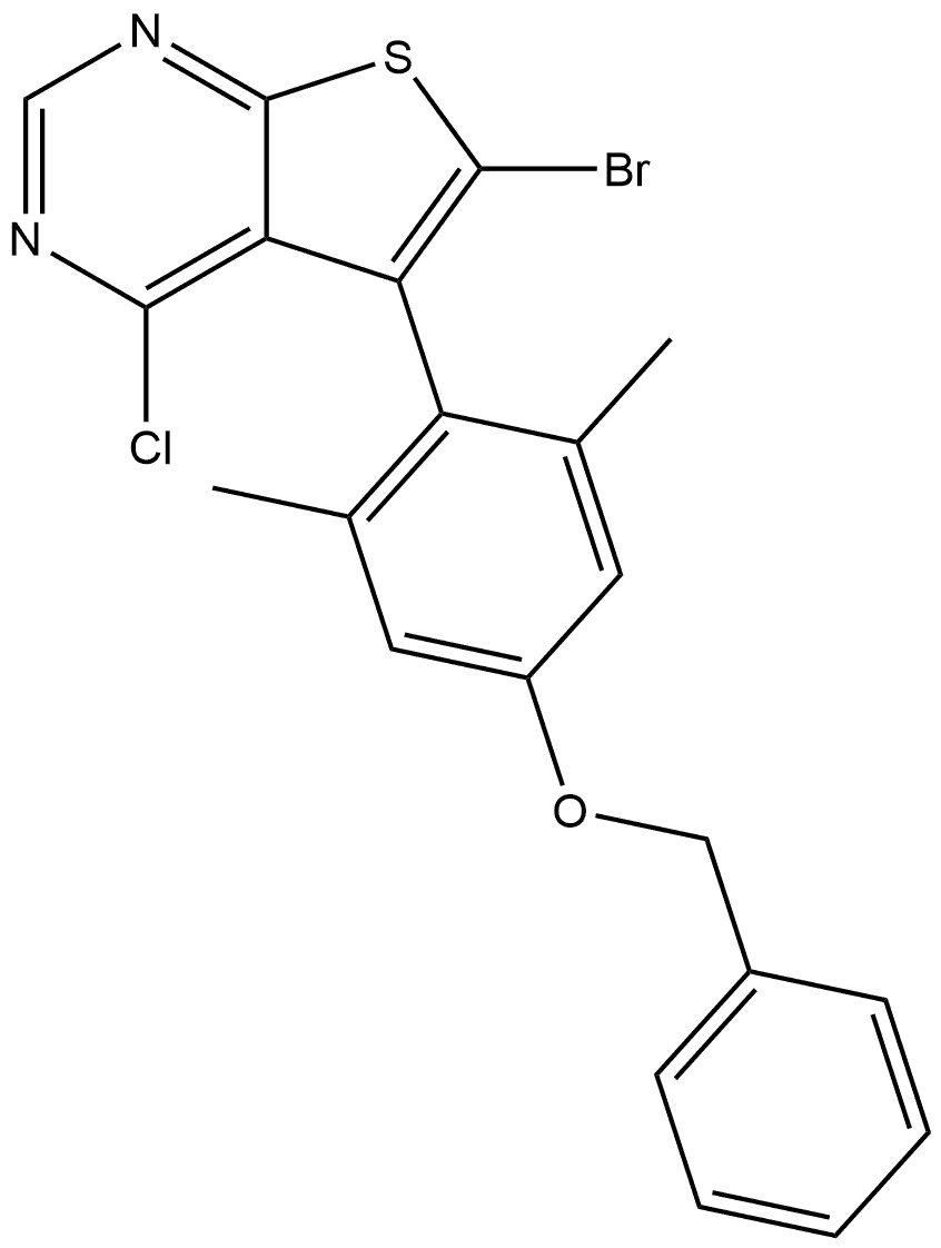 5-(4-(benzyloxy)-2,6-dimethylphenyl)-6-bromo-4-chlorothieno[2,3-d]pyrimidine Structure