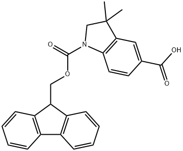 1-{[(9H-fluoren-9-yl)methoxy]carbonyl}-3,3-dimeth
yl-2,3-dihydro-1H-indole-5-carboxylic acid Structure