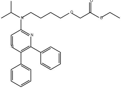 Acetic acid, 2-[4-[(5,6-diphenyl-2-pyrazinyl)(1-methylethyl)amino]butoxy]-, ethyl ester 구조식 이미지