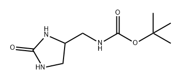 Carbamic acid, N-[(2-oxo-4-imidazolidinyl)methyl]-, 1,1-dimethylethyl ester Structure