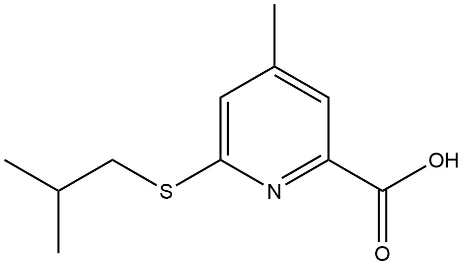 4-Methyl-6-[(2-methylpropyl)thio]-2-pyridinecarboxylic acid Structure