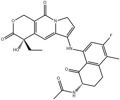 Acetamide, N-[(2S)-8-[[(4S)-4-ethyl-3,4,8,10-tetrahydro-4-hydroxy-3,10-dioxo-1H-pyrano[3,4-f]indolizin-6-yl]amino]-6-fluoro-1,2,3,4-tetrahydro-5-methyl-1-oxo-2-naphthalenyl]- Structure