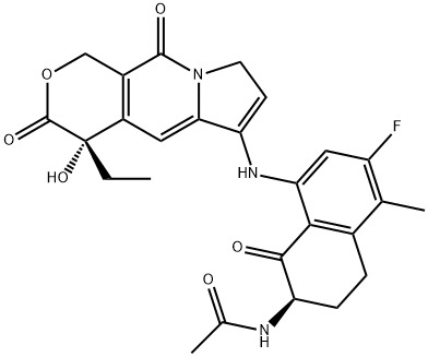 Acetamide, N-[(2R)-8-[[(4S)-4-ethyl-3,4,8,10-tetrahydro-4-hydroxy-3,10-dioxo-1H-pyrano[3,4-f]indolizin-6-yl]amino]-6-fluoro-1,2,3,4-tetrahydro-5-methyl-1-oxo-2-naphthalenyl]- Structure