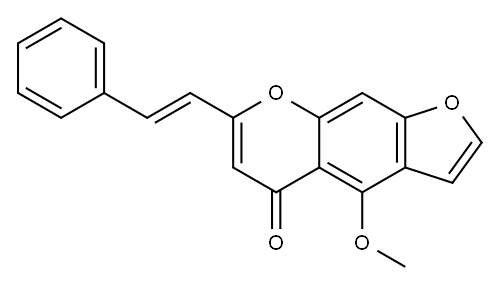 5H-Furo[3,2-g][1]benzopyran-5-one, 4-methoxy-7-(2-phenylethenyl)-, (E)- (9CI) Structure