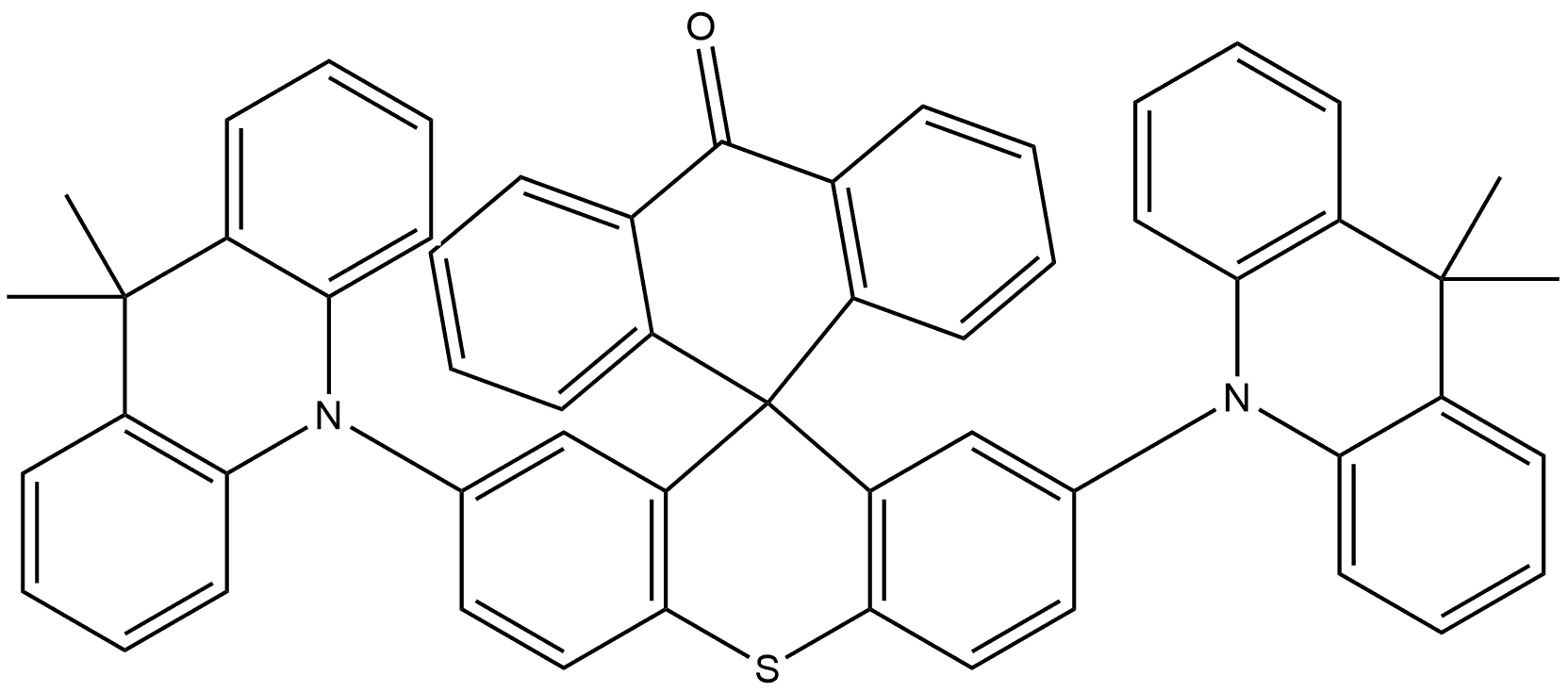 2′,7′-Bis[9,9-dimethyl-10(9H)-acridinyl]spiro[anthracene-9(10H),9′-[9H]thioxanthen]-10-one Structure