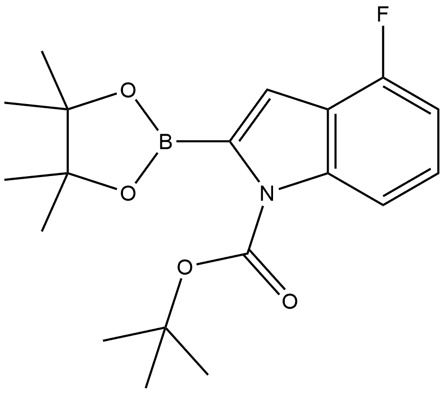 tert-Butyl 4-fluoro-2-(4,4,5,5-tetramethyl-1,3,2-dioxaborolan-2-yl)-1H-indole-1-carboxylate Structure