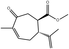 4-Cycloheptene-1-carboxylic acid, 5-methyl-2-(1-methylethenyl)-6-oxo-, methyl ester, (1R,2R)- Structure