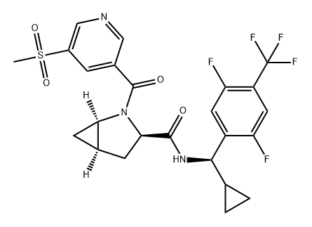 2-Azabicyclo[3.1.0]hexane-3-carboxamide, N-[(R)-cyclopropyl[2,5-difluoro-4-(trifluoromethyl)phenyl]methyl]-2-[[5-(methylsulfonyl)-3-pyridinyl]carbonyl]-, (1R,3R,5R)- Structure