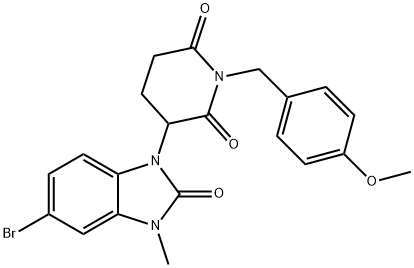 2,6-Piperidinedione, 3-(5-bromo-2,3-dihydro-3-methyl-2-oxo-1H-benzimidazol-1-yl)-1-[(4-methoxyphenyl)methyl]- 구조식 이미지