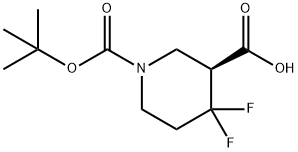 (S)-1-(tert-butoxycarbonyl)-4,4-difluoropiperidine-3-carboxylic acid Structure