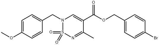 (4-Bromophenyl)methyl 2-[(4-methoxyphenyl)methyl]-5-methyl-1,1-dioxo-2H-2,6-thiadiazine-4-carboxylate 구조식 이미지