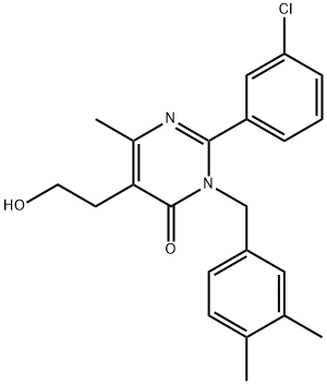 2-(3-Chlorophenyl)-3-[(3,4-dimethylphenyl)methyl]-5-(2-hydroxyethyl)-6-methyl-3,4-dihydropyrimidin-4-one Structure