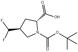 1,2-Pyrrolidinedicarboxylic acid, 4-(difluoromethyl)-, 1-(1,1-dimethylethyl) ester, (2R,4S)- 구조식 이미지