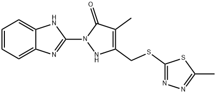 3H-Pyrazol-3-one, 2-(1H-benzimidazol-2-yl)-1,2-dihydro-4-methyl-5-[[(5-methyl-1,3,4-thiadiazol-2-yl)thio]methyl]- Structure