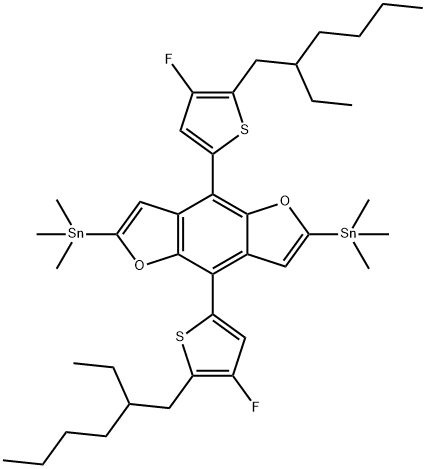 Stannane, 1,1'-[4,8-bis[5-(2-ethylhexyl)-4-fluoro-2-thienyl]benzo[1,2-b:4,5-b']difuran-2,6-diyl]bis[1,1,1-trimethyl- Structure