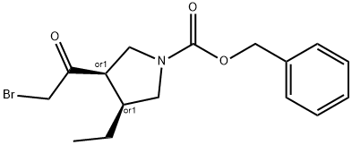 1-Pyrrolidinecarboxylic acid, 3-(2-bromoacetyl)-4-ethyl-, phenylmethyl ester, (3R,4S)-rel- 구조식 이미지