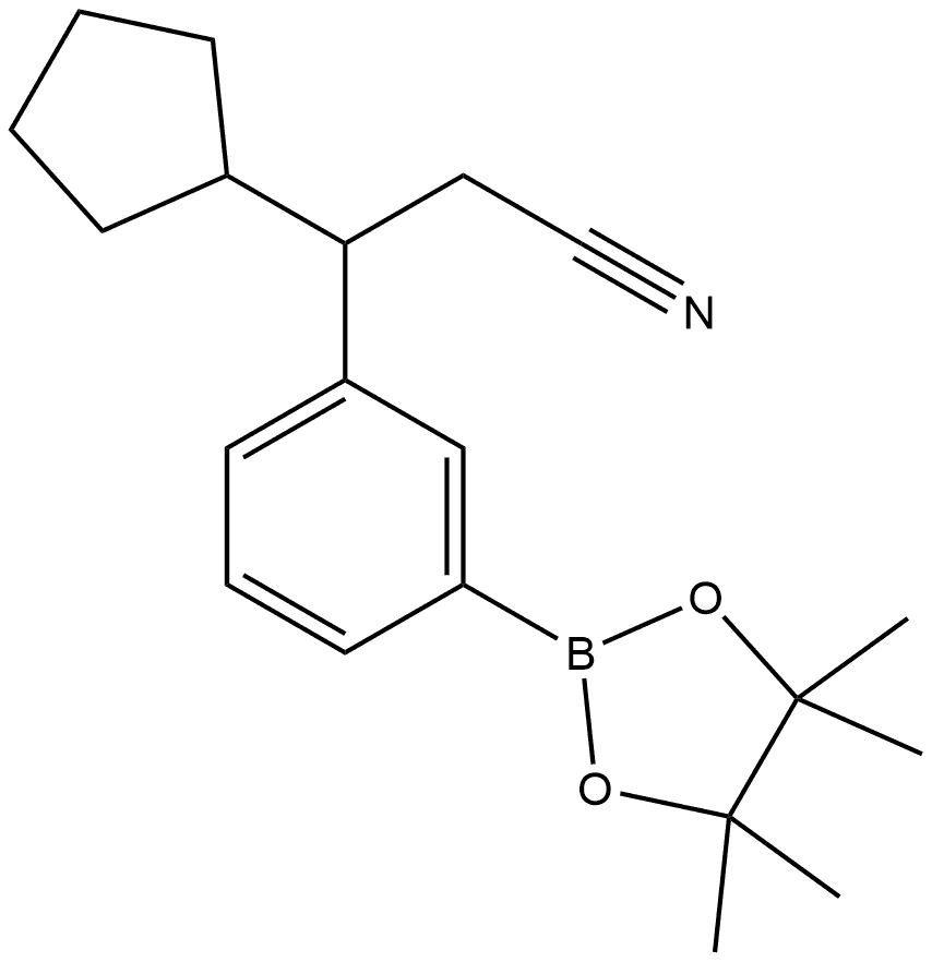 Benzenepropanenitrile, β-cyclopentyl-3-(4,4,5,5-tetramethyl-1,3,2-dioxaborolan-2-yl)- Structure