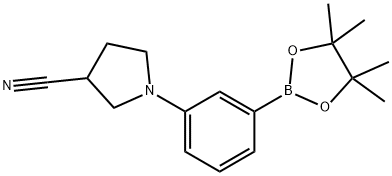 3-Pyrrolidinecarbonitrile, 1-[3-(4,4,5,5-tetramethyl-1,3,2-dioxaborolan-2-yl)phenyl]- Structure