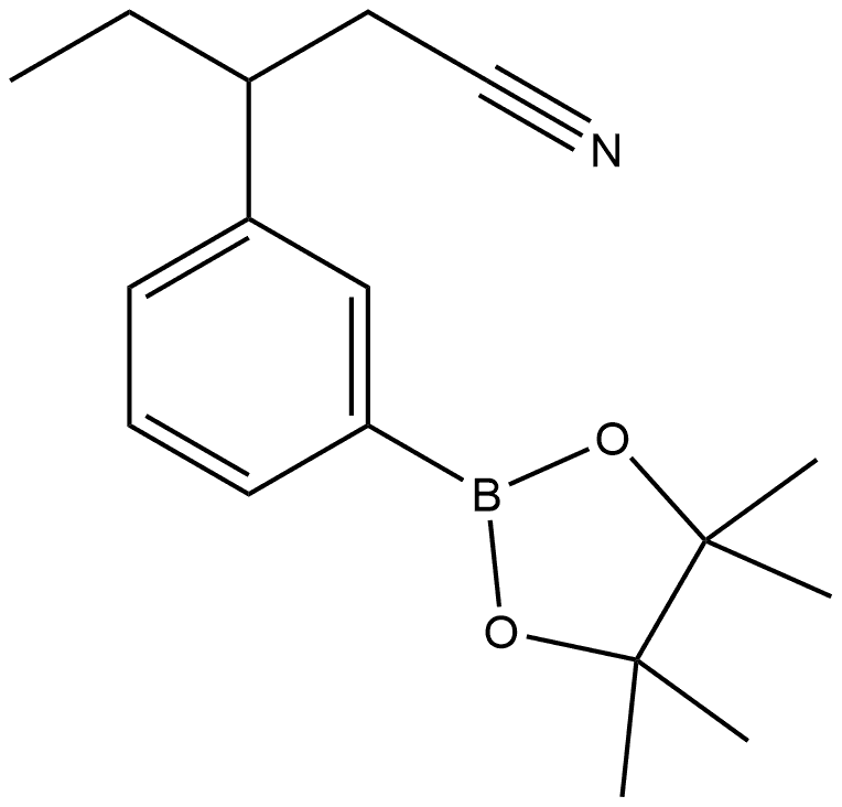 Benzenepropanenitrile, β-ethyl-3-(4,4,5,5-tetramethyl-1,3,2-dioxaborolan-2-yl)- Structure