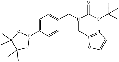 Carbamic acid, N-(2-oxazolylmethyl)-N-[[4-(4,4,5,5-tetramethyl-1,3,2-dioxaborolan-2-yl)phenyl]methyl]-, 1,1-dimethylethyl ester Structure