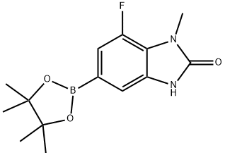 2H-Benzimidazol-2-one, 7-fluoro-1,3-dihydro-1-methyl-5-(4,4,5,5-tetramethyl-1,3,2-dioxaborolan-2-yl)- Structure