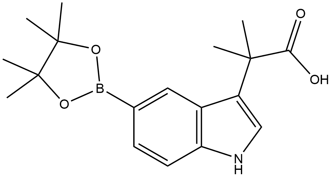 1H-Indole-3-acetic acid, α,α-dimethyl-5-(4,4,5,5-tetramethyl-1,3,2-dioxaborolan-2-yl)- Structure