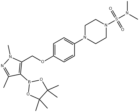 1-Piperazinesulfonamide, 4-[4-[[1,3-dimethyl-4-(4,4,5,5-tetramethyl-1,3,2-dioxaborolan-2-yl)-1H-pyrazol-5-yl]methoxy]phenyl]-N,N-dimethyl- Structure