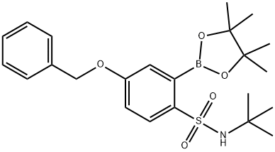 Benzenesulfonamide, N-(1,1-dimethylethyl)-4-(phenylmethoxy)-2-(4,4,5,5-tetramethyl-1,3,2-dioxaborolan-2-yl)- Structure